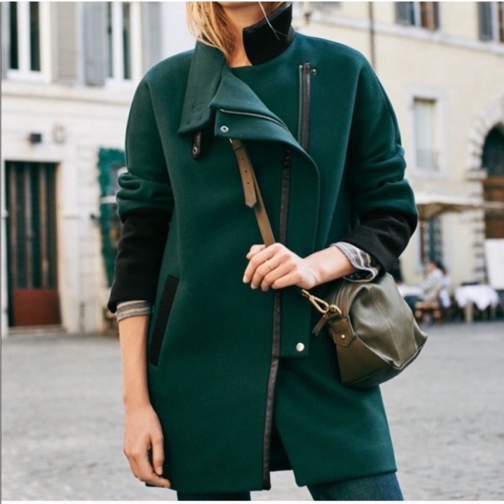Madewell City Grid Wool Peacoat Midnight Spruce Dark Green Black Size 4